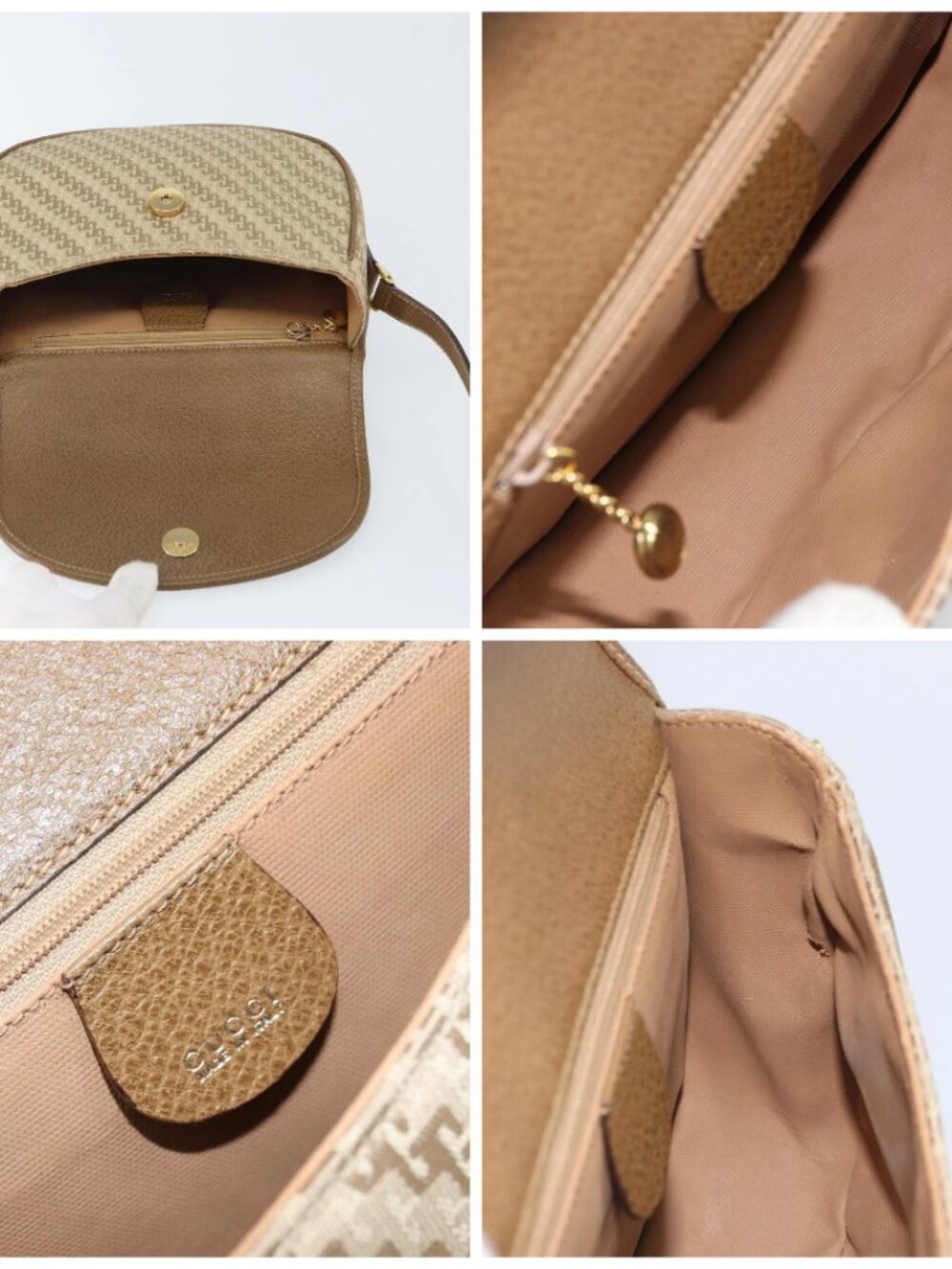 GUCCI Shoulder Bag Nylon Leather Beige Gold 007 754 0074 Auth ep12620 - Picture 15 of 16